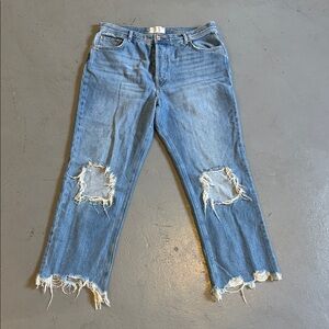 We The Free Light Blue Distressed Straight Leg Jeans